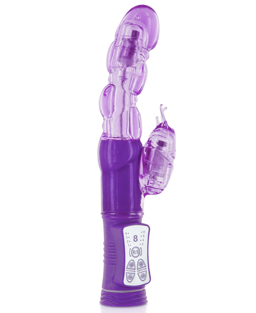 Vibromasseur rabbit violet tête rotative USB 
